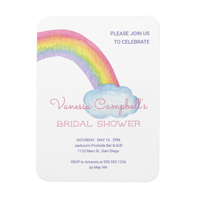 Magnet Flexible Douce Arc-en-ciel Aquarelle Fête de Mariage (Vertical)