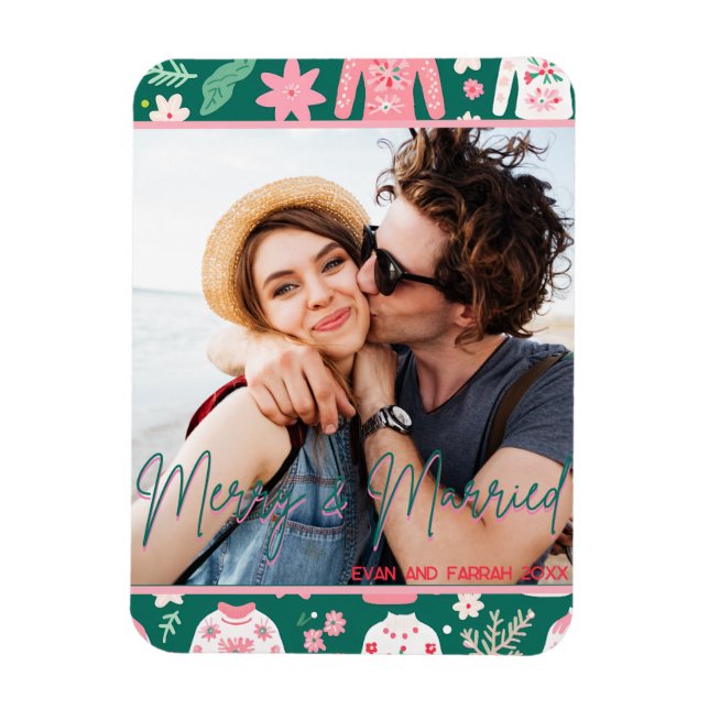 Magnet Flexible Doux moche mignon Premier Noël Marié (Vertical)