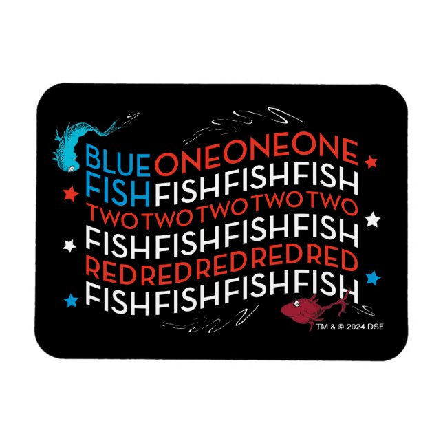 Magnet Flexible Dr. Seuss | Graphique du drapeau américain Red Fis (Horizontal)