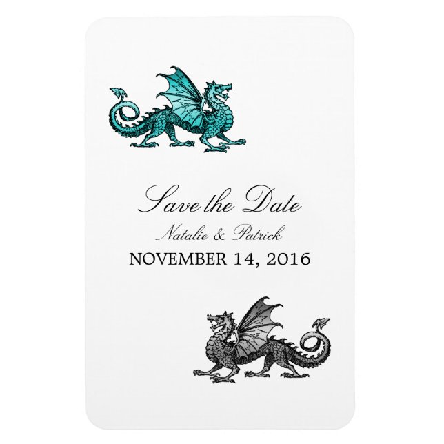Magnet Flexible Dragon d'argent turquoise Enregistrer l'aimant de  (Vertical)