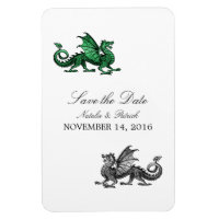 Dragon d'argent vert Enregistrer l'aimant de date