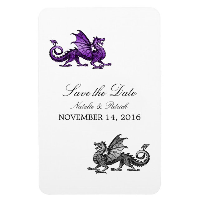 Magnet Flexible Dragon d'argent violet Enregistrer l'aimant de dat (Vertical)