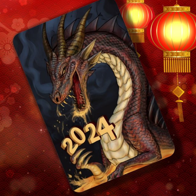 Magnet Flexible Dragon de Bois 2024 Nouvel An Chinois Années lunai (Créateur téléchargé)