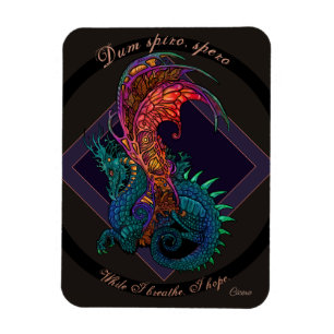 Magnet Flexible Dragon de style Art Nouveau avec devise latine