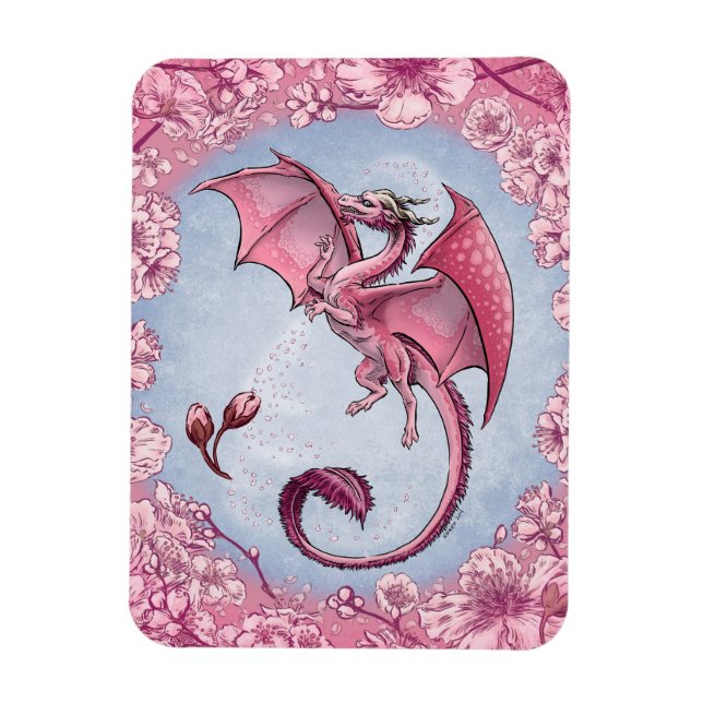 Magnet Flexible Dragon rose du printemps Nature Imaginaire Art (Vertical)