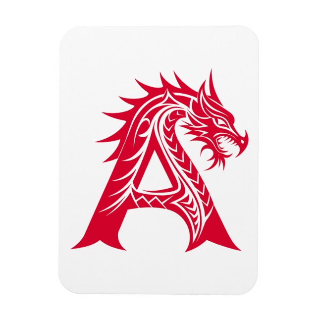 Magnet Flexible Dragon Styled Letter A, Dragon Alphabet, Monogram (Vertical)