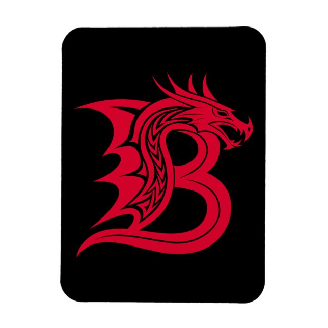 Magnet Flexible Dragon Styled Letter B, Dragon Alphabet, Monogram (Vertical)