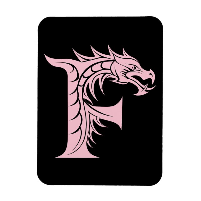 Magnet Flexible Dragon Styled Letter F, Dragon Alphabet, Monogram (Vertical)