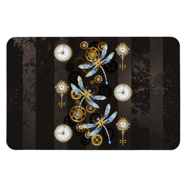 Magnet Flexible Dragonflies de Steampunk sur arrière - plan rayé b (Horizontal)