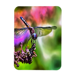 Magnet Flexible Dragonfly In Green and Blue Réaliste Painting