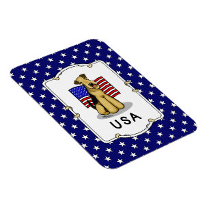 Magnet Flexible Drapeau américain Airedale Terrier Dog - mignonne