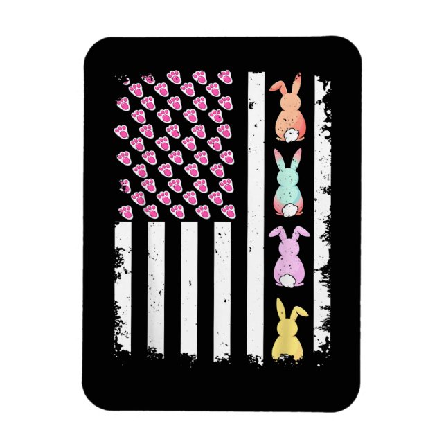 Magnet Flexible Drapeau américain avec lapin pour le jour de Pâque (Vertical)