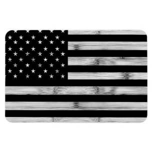 Magnet Flexible Drapeau américain Bois rustique Noir Blanc Patriot