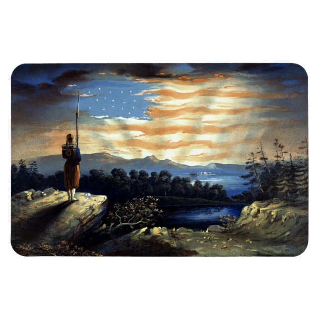 Magnet Flexible Drapeau américain céleste dans le ciel, Zouave Gue (Horizontal)