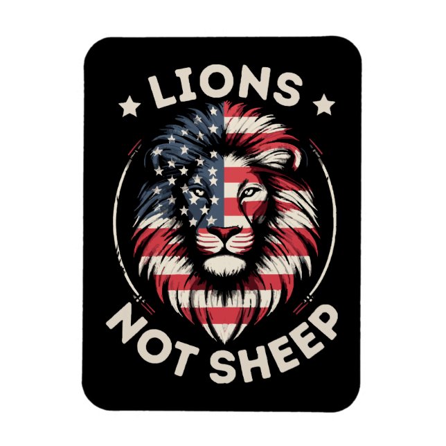 Magnet Flexible Drapeau américain, lions pas moutons (Vertical)
