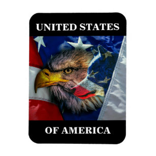 Magnet Flexible Drapeau Américain Patriotique Aigle Chauve Loup