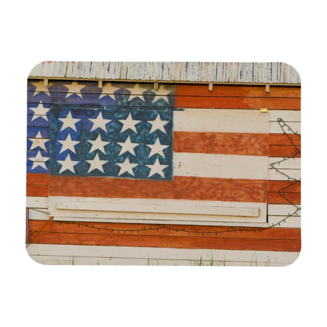 Magnet Flexible Drapeau américain peint sur un stand de feux d'art (Horizontal)