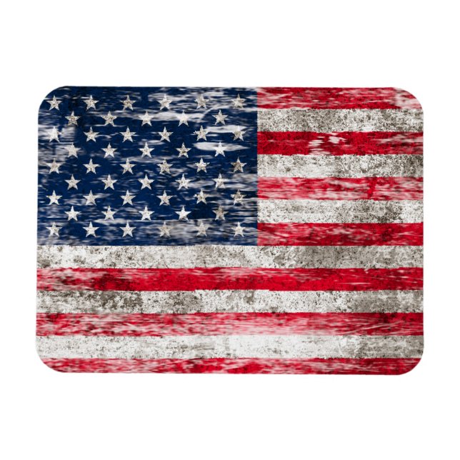 Magnet Flexible Drapeau américain soufflé et usé (Horizontal)