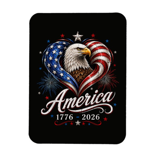 Magnet Flexible Drapeau Amérique 250e anniversaire Aigle 250 Ans (Vertical)