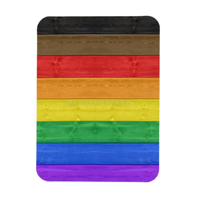 Magnet Flexible Drapeau de fierté gay inclusif de SlipperyJoe text (Vertical)