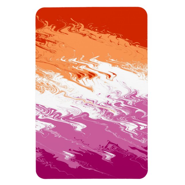 Magnet Flexible Drapeau de fierté lesbienne abstrait trippy ondulé (Vertical)