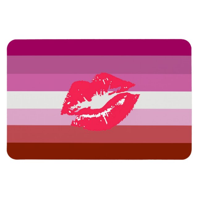 Magnet Flexible Drapeau de fierté lesbienne au rouge à lèvres (Horizontal)