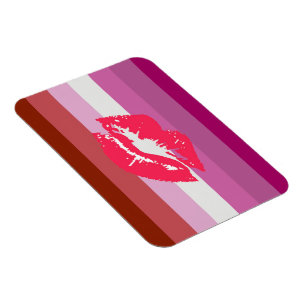 Magnet Flexible Drapeau de fierté lesbienne au rouge à lèvres