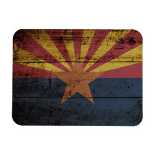 Magnet Flexible Drapeau de l'Arizona sur un vieux grain de bois