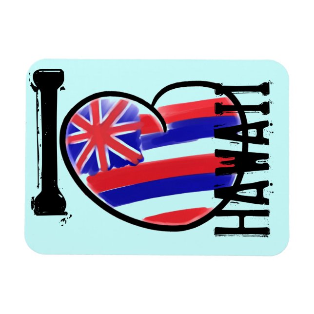 Magnet Flexible Drapeau de l'état de Heart Hawaii rectangle magnét (Horizontal)