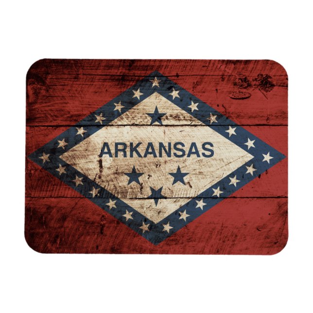 Magnet Flexible Drapeau de l'État de l'Arkansas sur le vieux grain (Horizontal)
