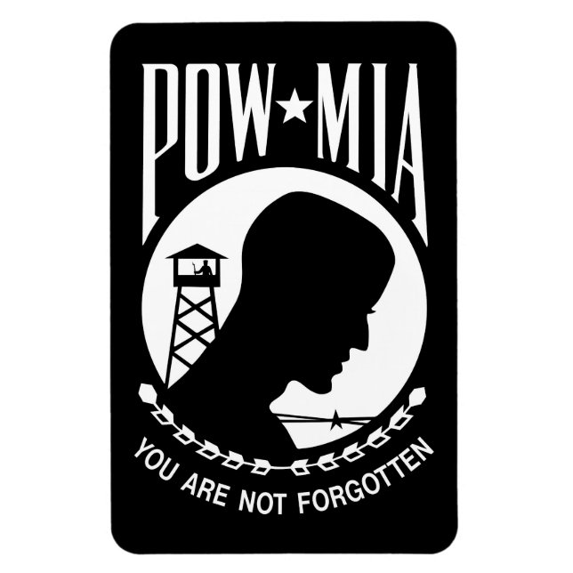 Magnet Flexible Drapeau des POW MIA : Soldats disparus de la guerr (Vertical)