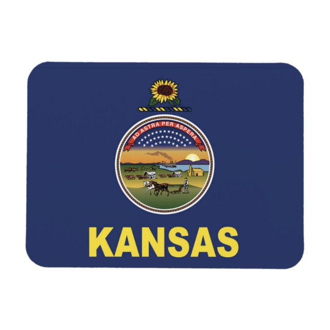 Magnet Flexible Drapeau d'État du Kansas, États-Unis (Horizontal)