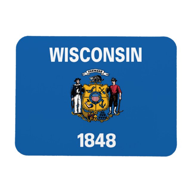 Magnet Flexible Drapeau d'État du Wisconsin, États-Unis (Horizontal)