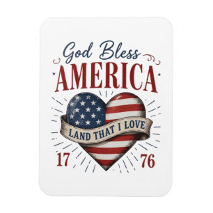 Magnet Flexible Drapeau du cœur patriotique Dieu bénisse l'Amériqu