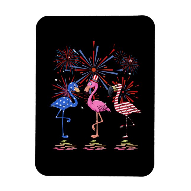 Magnet Flexible Drapeau Flamant rose américain pour le 4 juillet (Vertical)