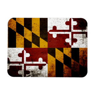 Magnet Flexible Drapeau grunge noir d'état du Maryland