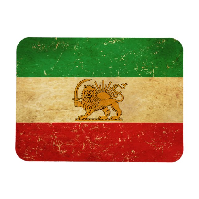 Magnet Flexible Drapeau Iran Lion et Sun Shah d'Iran (Horizontal)