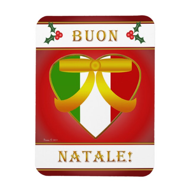 Magnet Flexible Drapeau italien Boule de Coeur Natale (Noël) Magne (Vertical)