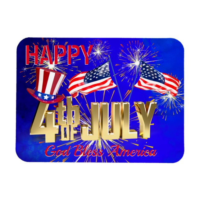 Magnet Flexible Drapeau moderne 4 juillet USA (Horizontal)