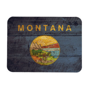 Magnet Flexible Drapeau Old Wood Montana