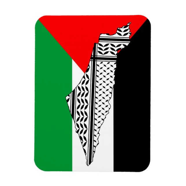 Magnet Flexible Drapeau palestinien et carte avec Motif Keffiyeg (Vertical)