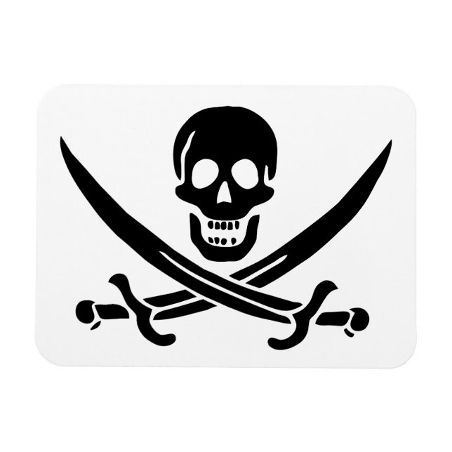 Magnet Flexible Drapeau pirate crâne épées croisées (Horizontal)