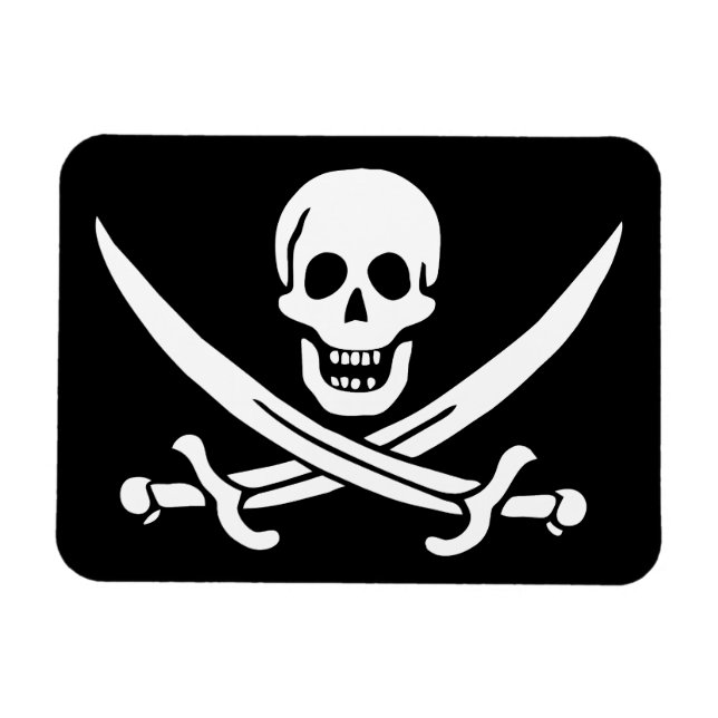 Magnet Flexible Drapeau pirate crâne épées croisées (Horizontal)