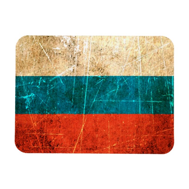 Magnet Flexible Drapeau russe Vintage rayé et usé (Horizontal)