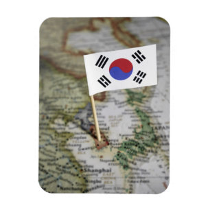 Magnet Flexible Drapeau sud-coréen sur la carte