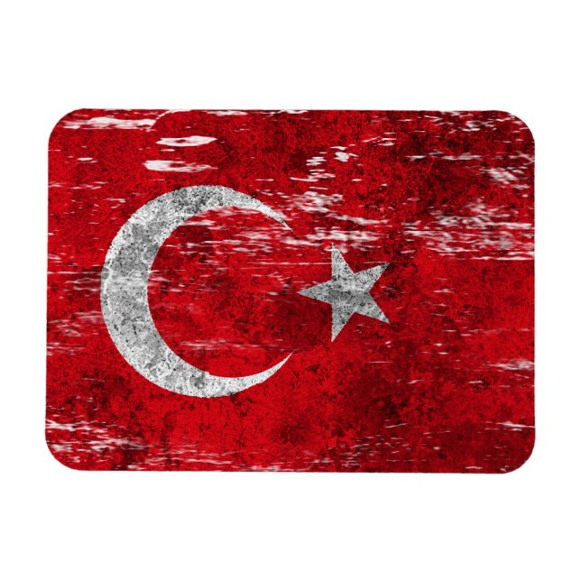 Magnet Flexible Drapeau turc soufflé et usé (Horizontal)
