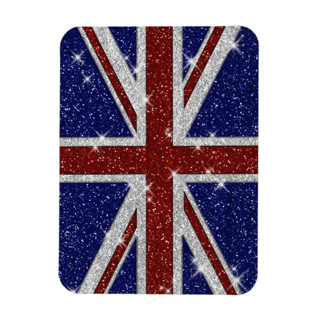 Magnet Flexible Drapeau Union Jack brillant parties scintillant (Vertical)