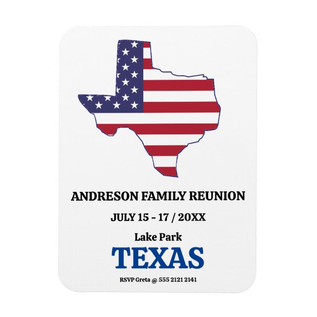 Magnet Flexible Drapeau USA FAMILLE REUNION TEXAS STATE MAP (Vertical)