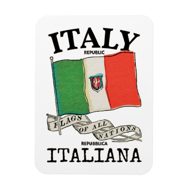 Magnet Flexible Drapeau vintage du pays Italie (Vertical)