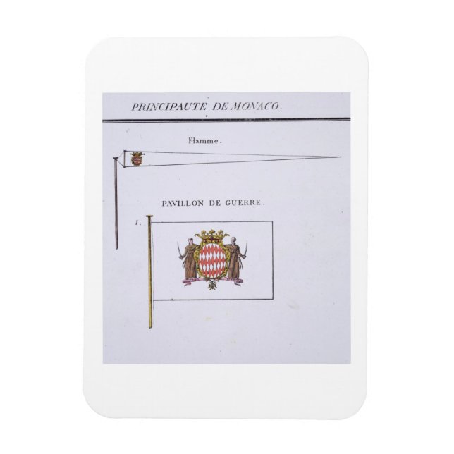 Magnet Flexible Drapeaux de Monaco, tiré d'un livre français de Dr (Vertical)